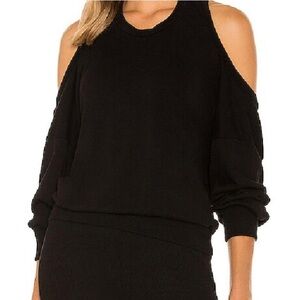 LANSTON SPORT WOMEN’S NWT BLACK COLD SHOULDER HIGH NECK TOP SZ S